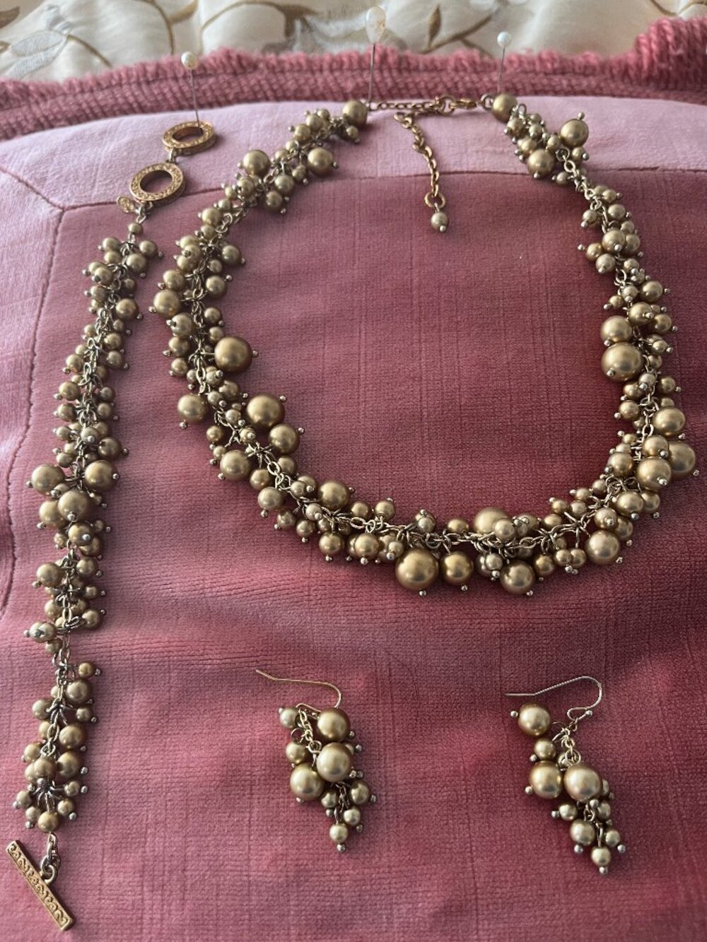 Ladies 3- piece Premier Jewerly Gold-tone Necklace, Bracelet and Earrings Set